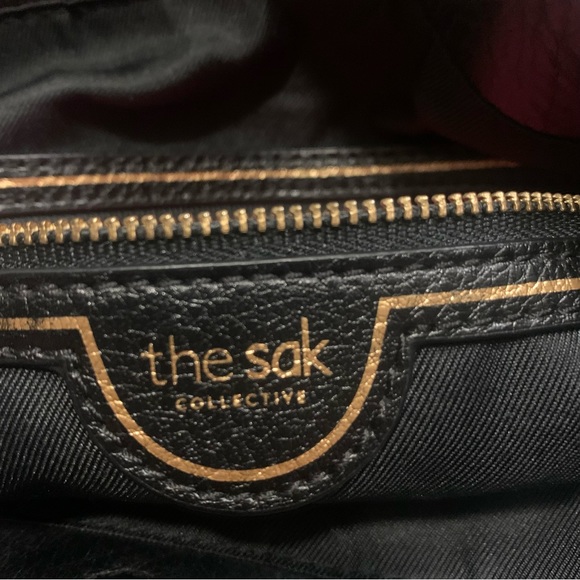 The Sak  Leather Black shoulder bag with gold hardware and design print black!! - Picture 15 of 15